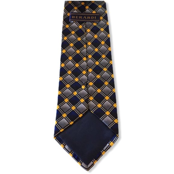 Berardi Men's Tie Blue Gray Gold 100% Polyester - Picture 4 of 4